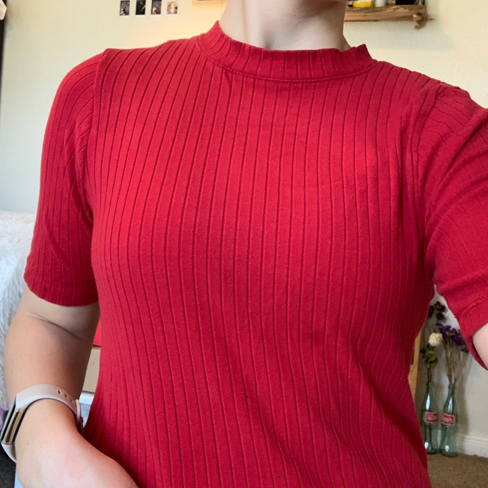 mock neck fitted top